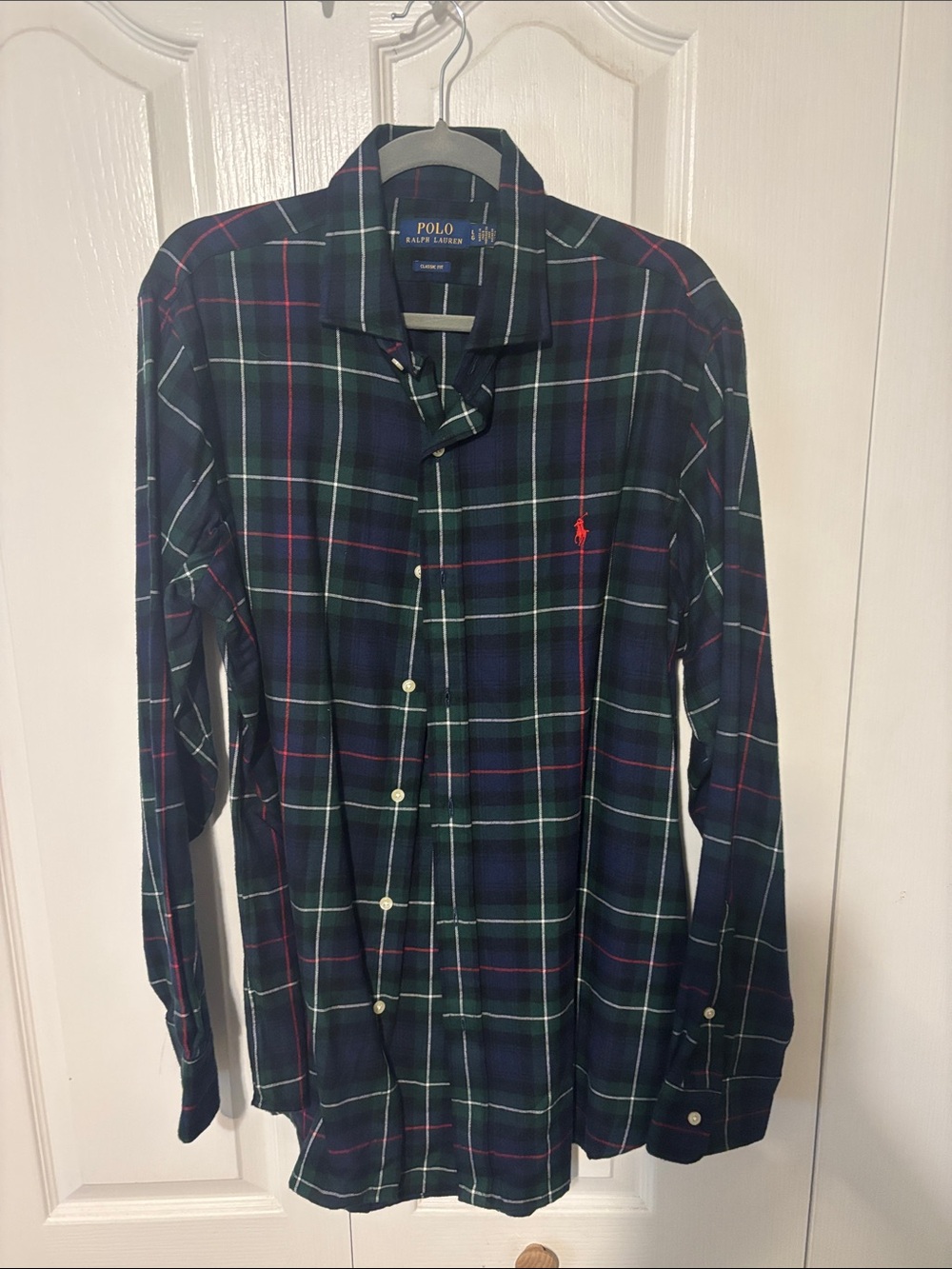 Polo by Ralph Lauren Navy, Green & Red Plaid Button-Down Shirt